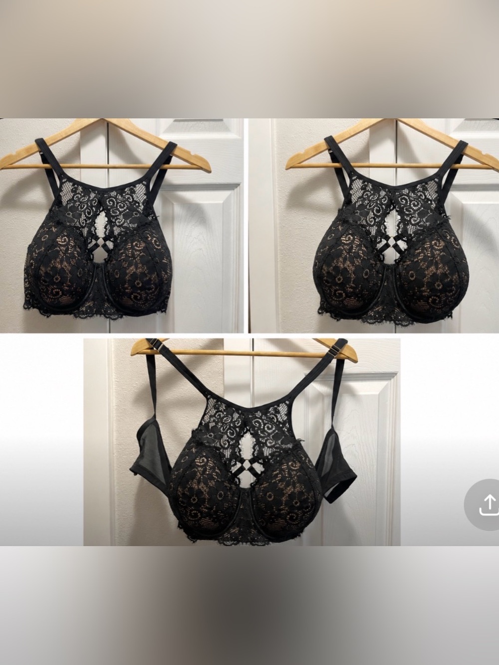 Brand New Cacique Black Lace High-Neck Underwire Bra